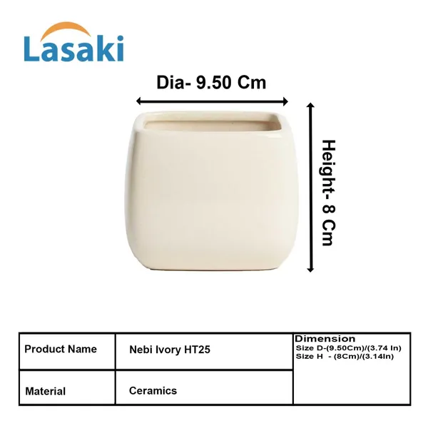Nebi_Ivory_Ht25_Ceramic_Pots_For_Indoor_Plants,_Planters,Gamla,Outdoor,Balcony,Home,Round,Garden,_Office_Decor,Succulent(L-9.5_X_W-9.5_X_H_-_8_Cm)