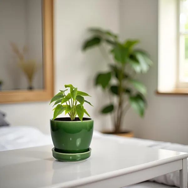 Core_With_Plate_Green_Ht5_Ceramic_Pots_For_Indoor_Plants,Planters,Flower,Gamla,Outdoor(Pot-D-9.5_X_H-8.5Cm,Plate-D-9.5_Xh-1.5_Cm)