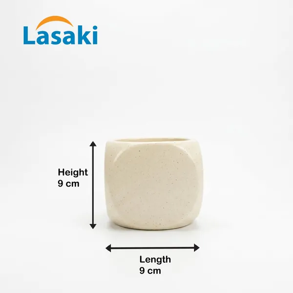 Lasaki_Aero_ivory_HT25_Ceramic_Pots_for_Indoor_Plants,_Planters,gamla,Outdoor,Balcony,Home,Round,Garden,_Office_Decor,Succulent(L_-_9_X_W_-_9_X_H_-_9_cm)(Plants_not_included)