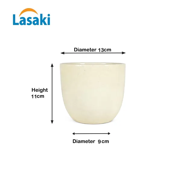 Lasaki_Avani_5d_ivory_HT25_Ceramic_Pots_for_Indoor_Plants,_Planters,gamla,Outdoor,Balcony,Home,Round,Garden,_Office_Decor,Succulent(H_-_13_X_D_-_11.5_cm)(Plants_not_included)