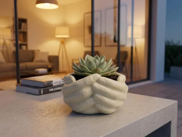 Lasaki_Hand_ivory_HT25_Ceramic_Pots_for_Indoor_Plants,_Planters,gamla,Outdoor,Balcony,Home,Round,Garden,_Office_Decor,Succulent(L_-_19_.5X_W_-_16_X_H_-_10_cm)(Plants_not_included)