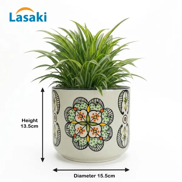 Lasaki_Orin_6d_moroccan_painting_Ceramic_Pots_for_Indoor_Plants,_Planters,gamla,Outdoor,Balcony,Home,Round,Garden,_Office_Decor,Succulent(H_-_13.5_X_D_-_15.5_cm)(Plants_not_included)