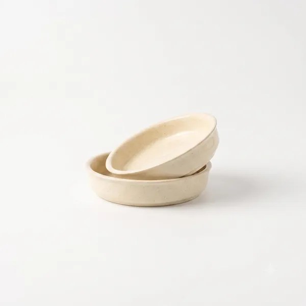 Lasaki_Plate_circular_3_inch_ivory_HT25_R3_set_of_2_|_round_ceramic(Plates/Saucers)for_Pots,Planters,Flowers,Succulents|Decorative_Garden_Accessories|(H_-_1.5_X_D_-_9.5_cm)