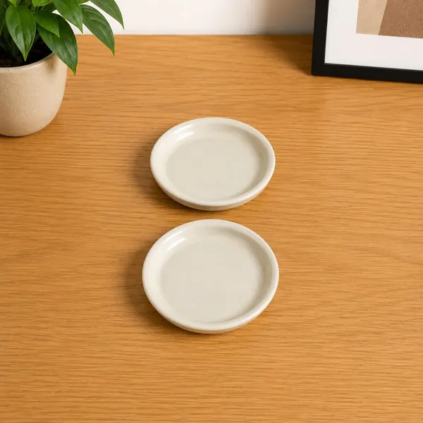 Lasaki_Plate_circular_4_inch_ivory_HT25_R4_set_of_2_|_round_ceramic_(Plates/Saucers)_for_Pots,_Planters,_Flowers,_Succulents_|_Decorative_Garden_Accessories_|_(H_-_2_X_D_-_13_cm)