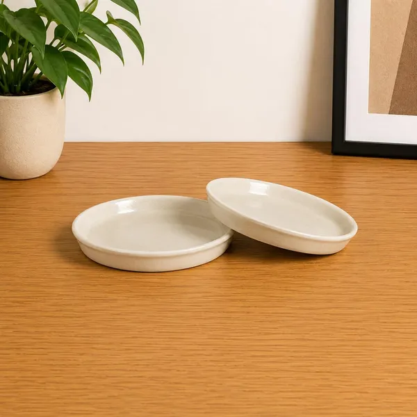 Lasaki_Plate_circular_5_inch_ivory_HT25_R5_set_of_2_|_round_ceramic_(Plates/Saucers)_for_Pots,_Planters,_Flowers,_Succulents_|_Decorative_Garden_Accessories_|_(H_-_2_X_D_-_15_cm)