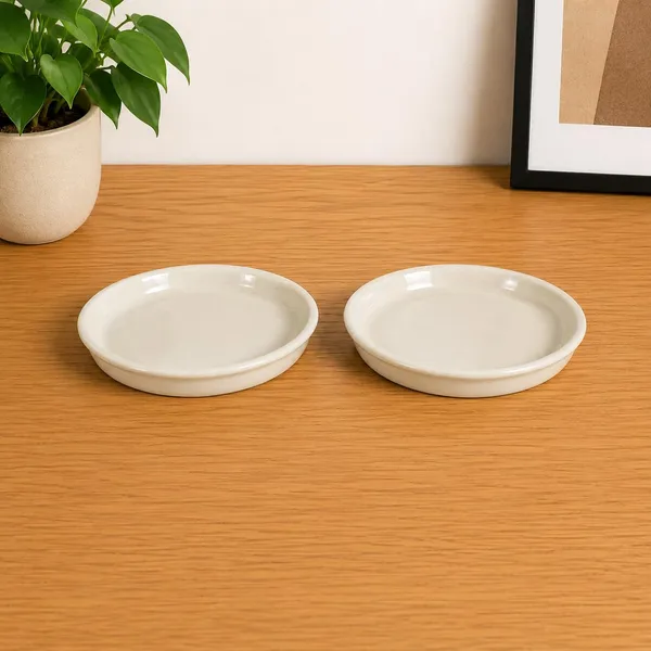 Lasaki_Plate_circular_5_inch_ivory_HT25_R5_set_of_2_|_round_ceramic_(Plates/Saucers)_for_Pots,_Planters,_Flowers,_Succulents_|_Decorative_Garden_Accessories_|_(H_-_2_X_D_-_15_cm)