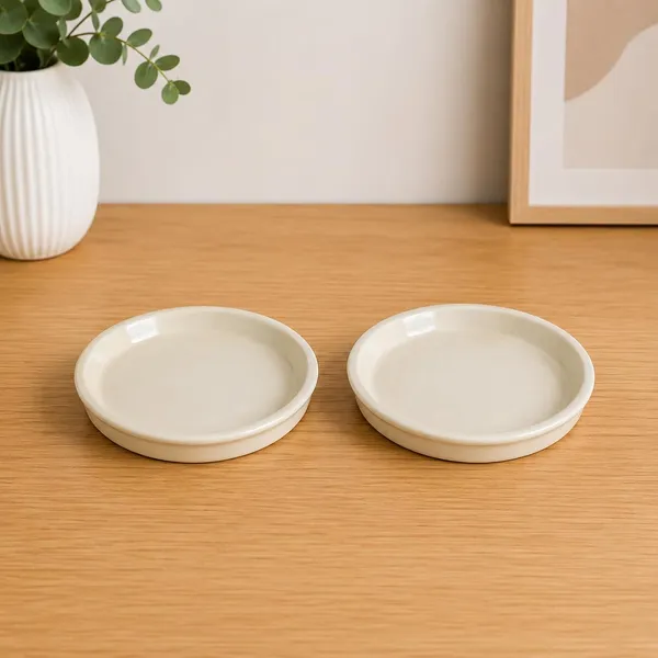 Lasaki_Plate_circular_6_inch_ivory_HT25_R6_set_of_2_|_round_ceramic_(Plates/Saucers)_for_Pots,_Planters,_Flowers,_Succulents_|_Decorative_Garden_Accessories_|_(H_-_2.5_X_D_-_16_cm)