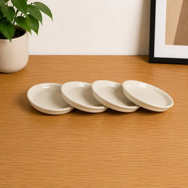 Lasaki_Plate_circular_4_inch_ivory_HT25_R4_set_of_4_|_round_ceramic_(Plates/Saucers)_for_Pots,_Planters,_Flowers,_Succulents_|_Decorative_Garden_Accessories_|_(H_-_2_X_D_-_13_cm)