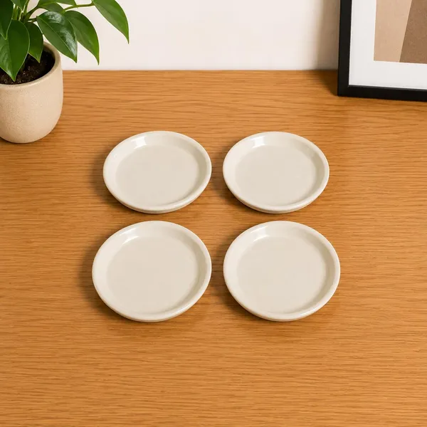 Lasaki_Plate_circular_4_inch_ivory_HT25_R4_set_of_4_|_round_ceramic_(Plates/Saucers)_for_Pots,_Planters,_Flowers,_Succulents_|_Decorative_Garden_Accessories_|_(H_-_2_X_D_-_13_cm)