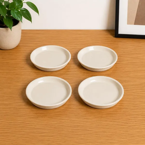 Lasaki_Plate_circular_4_inch_ivory_HT25_R4_set_of_4_|_round_ceramic_(Plates/Saucers)_for_Pots,_Planters,_Flowers,_Succulents_|_Decorative_Garden_Accessories_|_(H_-_2_X_D_-_13_cm)