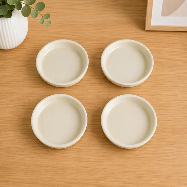 Lasaki_Plate_circular_5_inch_ivory_HT25_R5_set_of_4_|_round_ceramic_(Plates/Saucers)_for_Pots,_Planters,_Flowers,_Succulents_|_Decorative_Garden_Accessories_|_(H_-_2_X_D_-_15_cm)