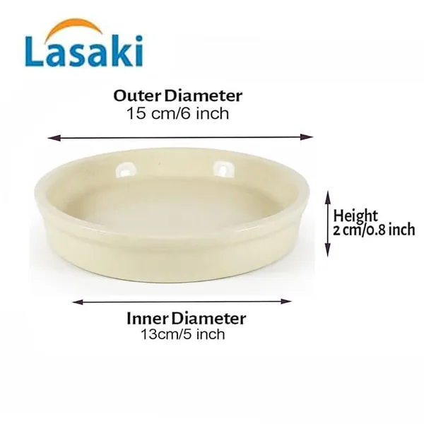 Lasaki_Plate_circular_5_inch_ivory_HT25_R5_set_of_4_|_round_ceramic_(Plates/Saucers)_for_Pots,_Planters,_Flowers,_Succulents_|_Decorative_Garden_Accessories_|_(H_-_2_X_D_-_15_cm)