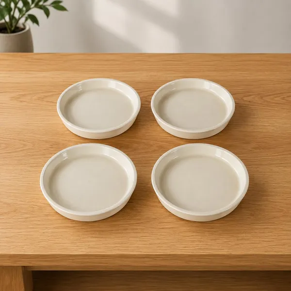 Lasaki_Plate_circular_6_inch_ivory_HT25_R6_set_of_4_|_round_ceramic_(Plates/Saucers)_for_Pots,_Planters,_Flowers,_Succulents_|_Decorative_Garden_Accessories_|_(H_-_2.5_X_D_-_16_cm)