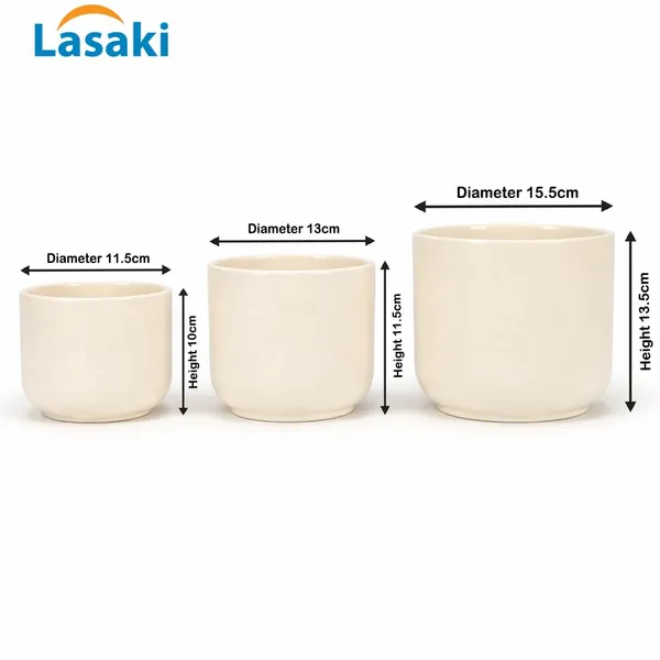 Lasaki_Orin_set_of_3_ivory_HT25_Ceramic_Pots_for_Indoor_Plants,_Planters,gamla,Outdoor,Balcony,Home,Round,Garden,_Office_Decor,Succulent(Plants_not_included)