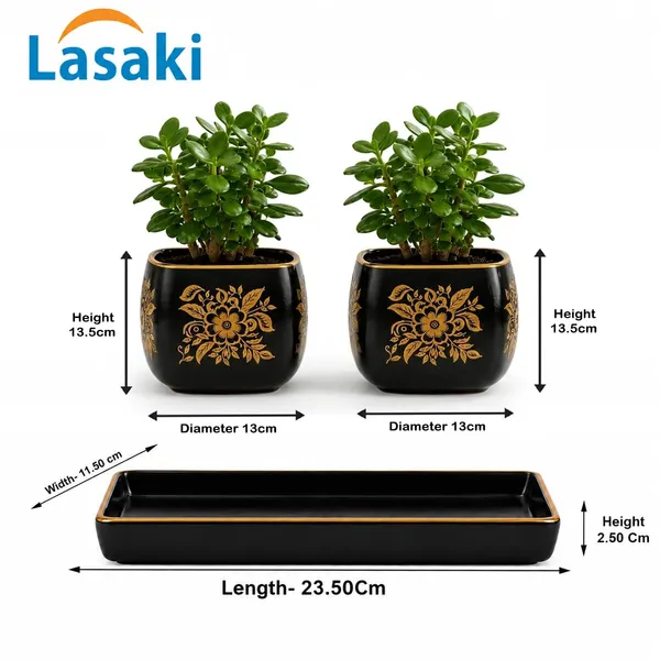 Lasaki_Nebi_hp1_set_of_2_with_slato_tray_black_gold_Ceramic_Pots_for_Indoor_Plants,Planters,Flower,gamla,Outdoor_(Plants_not_included)