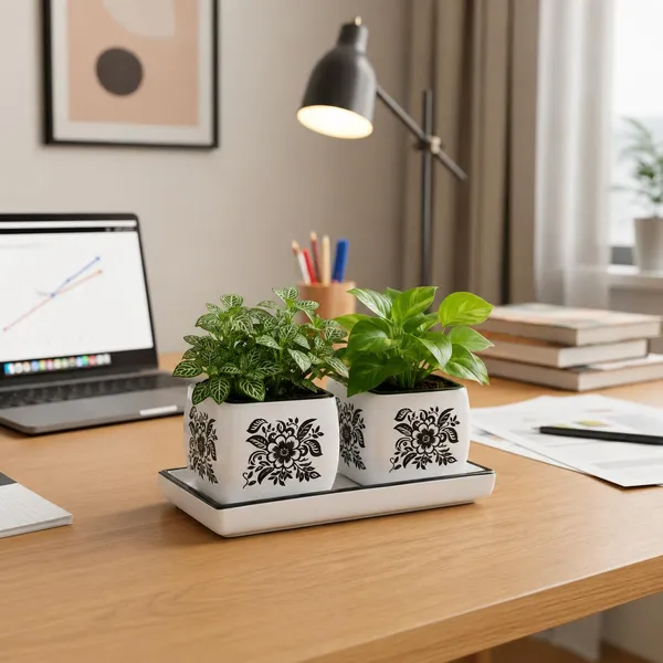 Lasaki_Nebi_hp1_set_of_2_with_slato_tray_white_black_Ceramic_Pots_for_Indoor_Plants,Planters,Flower,gamla,Outdoor_(Plants_not_included)