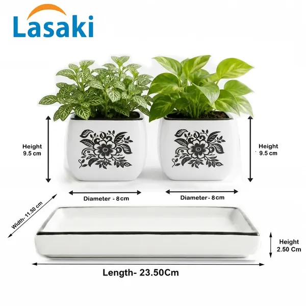 Lasaki_Nebi_hp1_set_of_2_with_slato_tray_white_black_Ceramic_Pots_for_Indoor_Plants,Planters,Flower,gamla,Outdoor_(Plants_not_included)