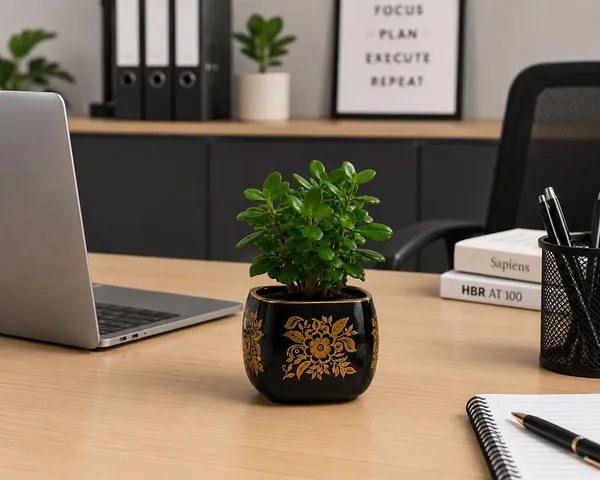 Lasaki_Nebi_hp1_black_gold_Ceramic_Pots_for_Indoor_Plants,_Planters,gamla,Outdoor,Balcony,Home,Round,Garden,_Office_Decor,Succulent(L_-_9.5_X_W_-_9.5_X_H_-_8_cm)(Plants_not_included)