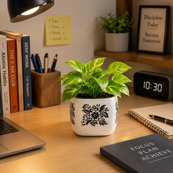 Lasaki_Nebi_hp1_white_black_Ceramic_Pots_for_Indoor_Plants,_Planters,gamla,Outdoor,Balcony,Home,Round,Garden,_Office_Decor,Succulent(L_-_9.5_X_W_-_9.5_X_H_-_8_cm)(Plants_not_included)