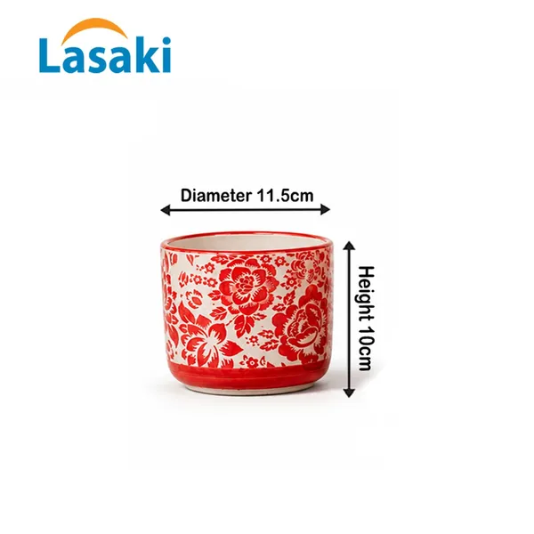 Lasaki_Orin_4.5d_flr2_red_Ceramic_Pots_for_Indoor_Plants,_Planters,gamla,Outdoor,Balcony,Home,Round,Garden,_Office_Decor,Succulent(H_-_10_X_D_-_11.5_cm)(Plants_not_included)