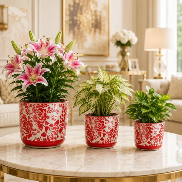 Lasaki_Orin_set_of_3_sp1_red_Ceramic_Pots_for_Indoor_Plants,_Planters,gamla,Outdoor,Balcony,Home,Round,Garden,_Office_Decor,Succulent(Plants_not_included)