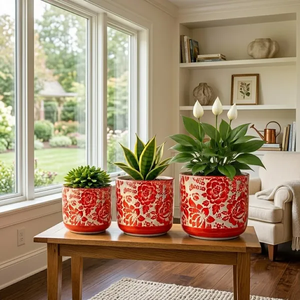 Lasaki_Orin_set_of_3_sp1_red_Ceramic_Pots_for_Indoor_Plants,_Planters,gamla,Outdoor,Balcony,Home,Round,Garden,_Office_Decor,Succulent(Plants_not_included)