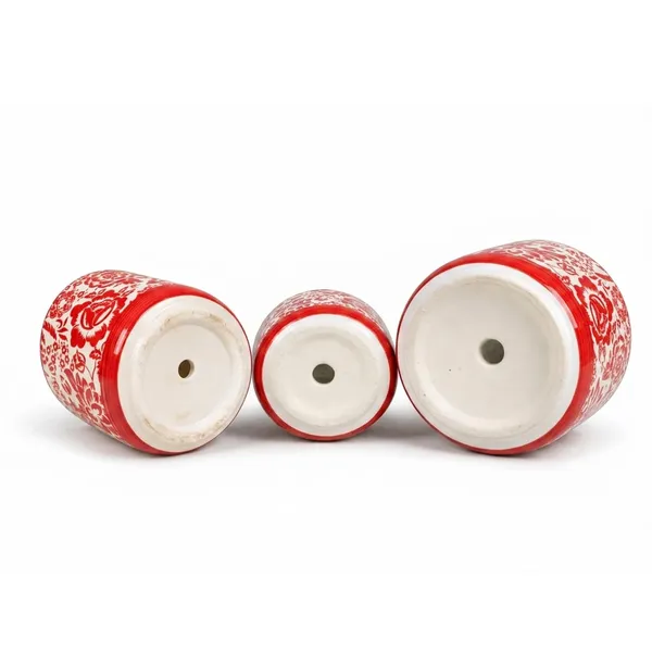 Lasaki_Orin_set_of_3_sp1_red_Ceramic_Pots_for_Indoor_Plants,_Planters,gamla,Outdoor,Balcony,Home,Round,Garden,_Office_Decor,Succulent(Plants_not_included)