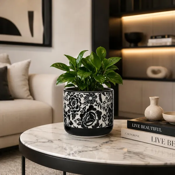 Lasaki_Orin_5d_sp1_black_Ceramic_Pots_for_Indoor_Plants,_Planters,gamla,Outdoor,Balcony,Home,Round,Garden,_Office_Decor,Succulent(H_-_11.5_X_D_-_13_cm)(Plants_not_included)