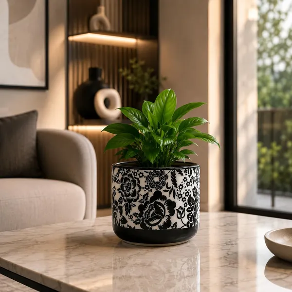 Lasaki_Orin_5d_sp1_black_Ceramic_Pots_for_Indoor_Plants,_Planters,gamla,Outdoor,Balcony,Home,Round,Garden,_Office_Decor,Succulent(H_-_11.5_X_D_-_13_cm)(Plants_not_included)