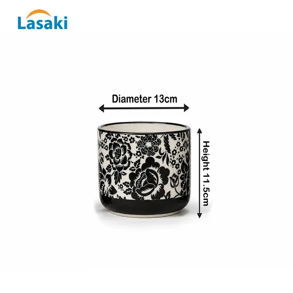 Lasaki_Orin_5d_sp1_black_Ceramic_Pots_for_Indoor_Plants,_Planters,gamla,Outdoor,Balcony,Home,Round,Garden,_Office_Decor,Succulent(H_-_11.5_X_D_-_13_cm)(Plants_not_included)