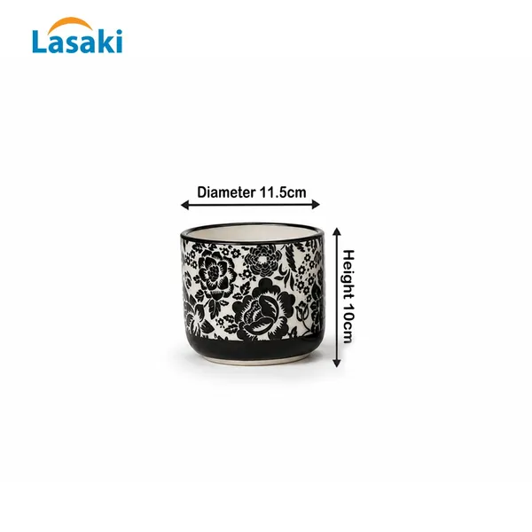 Lasaki_Orin_4.5d_sp1_black_Ceramic_Pots_for_Indoor_Plants,_Planters,gamla,Outdoor,Balcony,Home,Round,Garden,_Office_Decor,Succulent(H_-_10_X_D_-_11.5_cm)(Plants_not_included)