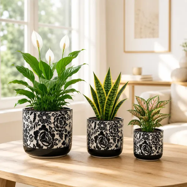 Lasaki_Orin_set_of_3_sp1_black_Ceramic_Pots_for_Indoor_Plants,_Planters,gamla,Outdoor,Balcony,Home,Round,Garden,_Office_Decor,Succulent(Plants_not_included)
