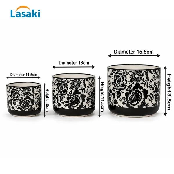 Lasaki_Orin_set_of_3_sp1_black_Ceramic_Pots_for_Indoor_Plants,_Planters,gamla,Outdoor,Balcony,Home,Round,Garden,_Office_Decor,Succulent(Plants_not_included)