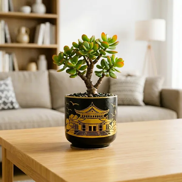 Lasaki_Orin_5d_hp2_black_gold_Ceramic_Pots_for_Indoor_Plants,_Planters,gamla,Outdoor,Balcony,Home,Round,Garden,_Office_Decor,Succulent(H_-_11.5_X_D_-_13_cm)(Plants_not_included)