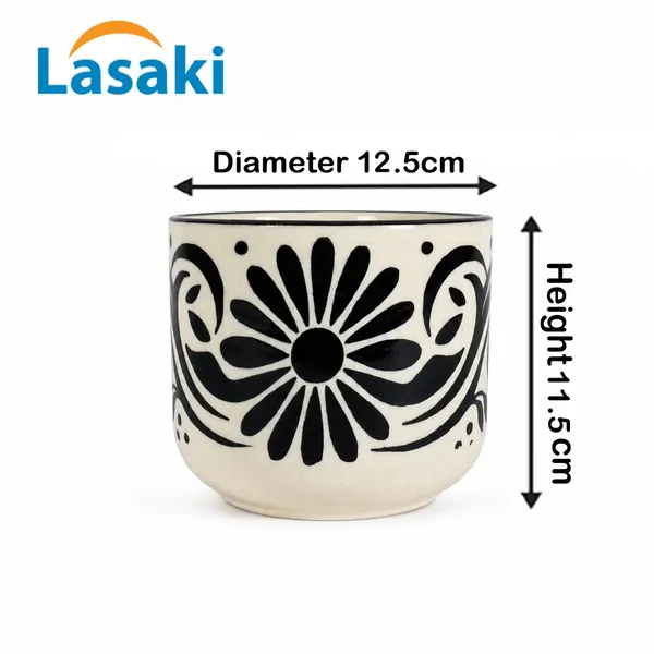 Lasaki_Orin_5d_sp2_black_Ceramic_Pots_for_Indoor_Plants,_Planters,gamla,Outdoor,Balcony,Home,Round,Garden,_Office_Decor,Succulent(H_-_11.5_X_D_-_13_cm)(Plants_not_included)