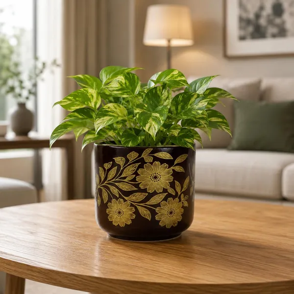 Lasaki_Orin_6d_hp4_gold_Ceramic_Pots_for_Indoor_Plants,_Planters,gamla,Outdoor,Balcony,Home,Round,Garden,_Office_Decor,Succulent(H_-_13.5_X_D_-_15.5_cm)(Plants_not_included)