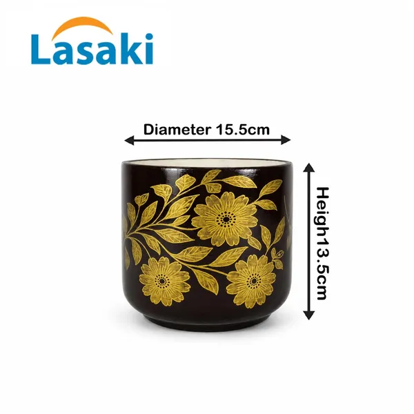Lasaki_Orin_6d_hp4_gold_Ceramic_Pots_for_Indoor_Plants,_Planters,gamla,Outdoor,Balcony,Home,Round,Garden,_Office_Decor,Succulent(H_-_13.5_X_D_-_15.5_cm)(Plants_not_included)