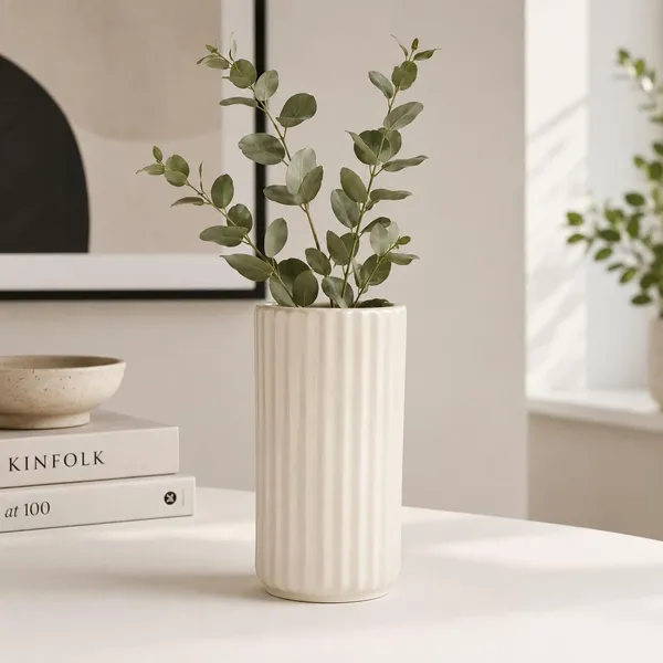 Lasaki_Ayla_big_vase_ivory_HT25_Ceramic_Flower_Vase_for_Living_Room,_Bedroom,_Dining_Table,_Home_Decoration,_Artificial_Flowers|D-_7_X_H_-_15_cm|Flowers_not_included