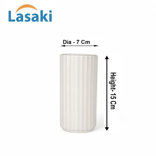 Lasaki_Ayla_big_vase_ivory_HT25_Ceramic_Flower_Vase_for_Living_Room,_Bedroom,_Dining_Table,_Home_Decoration,_Artificial_Flowers|D-_7_X_H_-_15_cm|Flowers_not_included