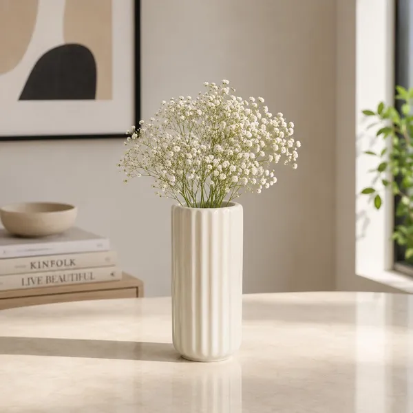 Lasaki_Ayla_big_vase_ivory_HT25_Ceramic_Flower_Vase_for_Living_Room,_Bedroom,_Dining_Table,_Home_Decoration,_Artificial_Flowers|D-_7_X_H_-_15_cm|Flowers_not_included