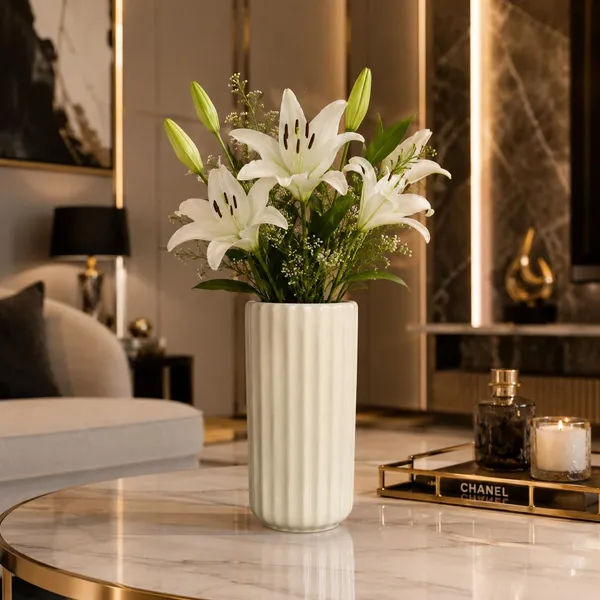 Lasaki_Ayla_small_vase_ivory_HT25_Ceramic_Flower_Vase_for_Living_Room,_Bedroom,_Dining_Table,_Home_Decoration,_Artificial_Flowers|D-_6.5_X_H_-_13_cm|Flowers_not_included