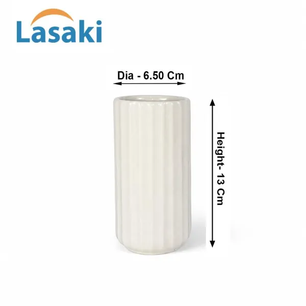 Lasaki_Ayla_small_vase_ivory_HT25_Ceramic_Flower_Vase_for_Living_Room,_Bedroom,_Dining_Table,_Home_Decoration,_Artificial_Flowers|D-_6.5_X_H_-_13_cm|Flowers_not_included