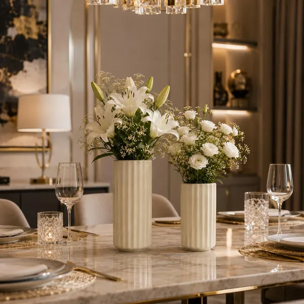 Lasaki_Ayla_set_of_2_vase_ivory_HT25_Ceramic_Flower_Vase_for_Living_Room,Bedroom,Dining_Table,Home_Decoration,Artificial_Flowers|Big:D-_7_X_H_-_15_cm,_Small:D-_6.5_X_H_-_13_cm|Flowers_not_included