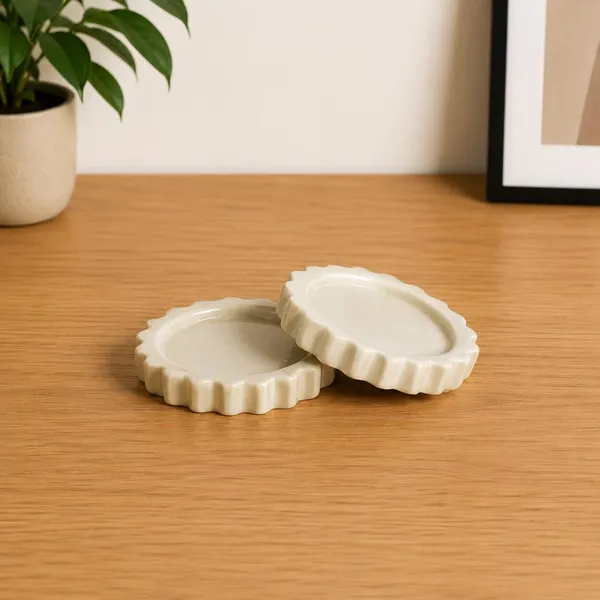 Lasaki_Celty_tray_ivory_HT25_set_of_2_|_round_ceramic_(Plates/Saucers)_for_Pots,_Planters,_Flowers,_Succulents_|_Decorative_Garden_Accessories_|_(H_-_2.5_X_D_-_14.5_cm)