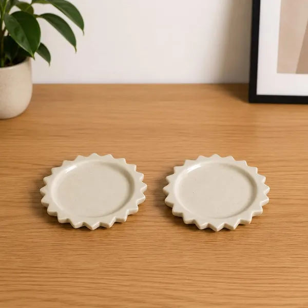 Lasaki_Celty_tray_ivory_HT25_set_of_2_|_round_ceramic_(Plates/Saucers)_for_Pots,_Planters,_Flowers,_Succulents_|_Decorative_Garden_Accessories_|_(H_-_2.5_X_D_-_14.5_cm)