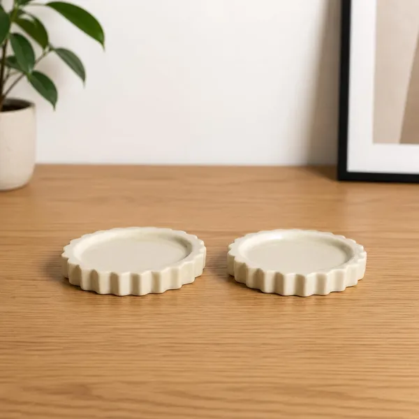Lasaki_Celty_tray_ivory_HT25_set_of_2_|_round_ceramic_(Plates/Saucers)_for_Pots,_Planters,_Flowers,_Succulents_|_Decorative_Garden_Accessories_|_(H_-_2.5_X_D_-_14.5_cm)