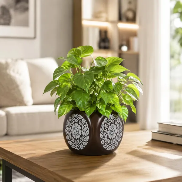 Lasaki_Aero_hp6_brown_silver_Ceramic_Pots_for_Indoor_Plants,_Planters,gamla,Outdoor,Balcony,Home,Round,Garden,_Office_Decor,Succulent(L-9_X_W_-_9_X_H_-_9_cm)(Plants_not_included)