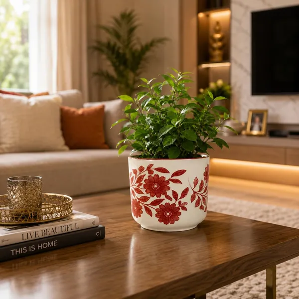 Lasaki_Orin_6d_sp3_red_Ceramic_Pots_for_Indoor_Plants,_Planters,gamla,Outdoor,Balcony,Home,Round,Garden,_Office_Decor,Succulent(H_-_13.5_X_D_-_15.5_cm)(Plants_not_included)