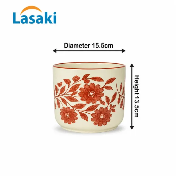 Lasaki_Orin_6d_sp3_red_Ceramic_Pots_for_Indoor_Plants,_Planters,gamla,Outdoor,Balcony,Home,Round,Garden,_Office_Decor,Succulent(H_-_13.5_X_D_-_15.5_cm)(Plants_not_included)