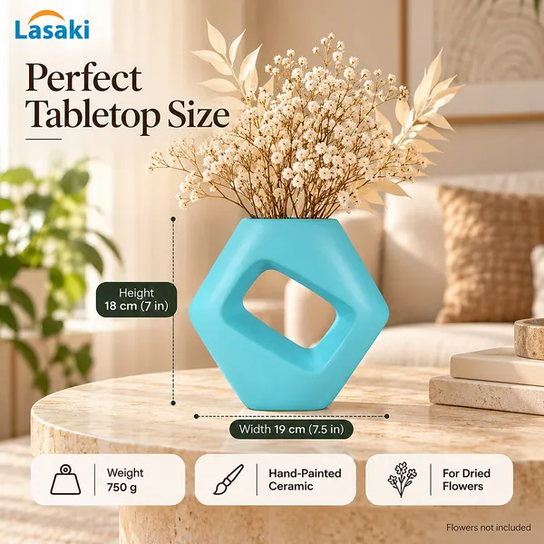 Lasaki_Ora_Ceramic_Donut_Flower_Vase,_Hand_Painted_Matte,_7_Inch_(Aqua_Blue)